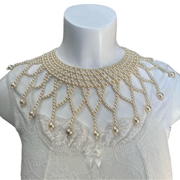 VTG 1950s Faux Pearl Collar Statement Necklace - Picture 1 of 4